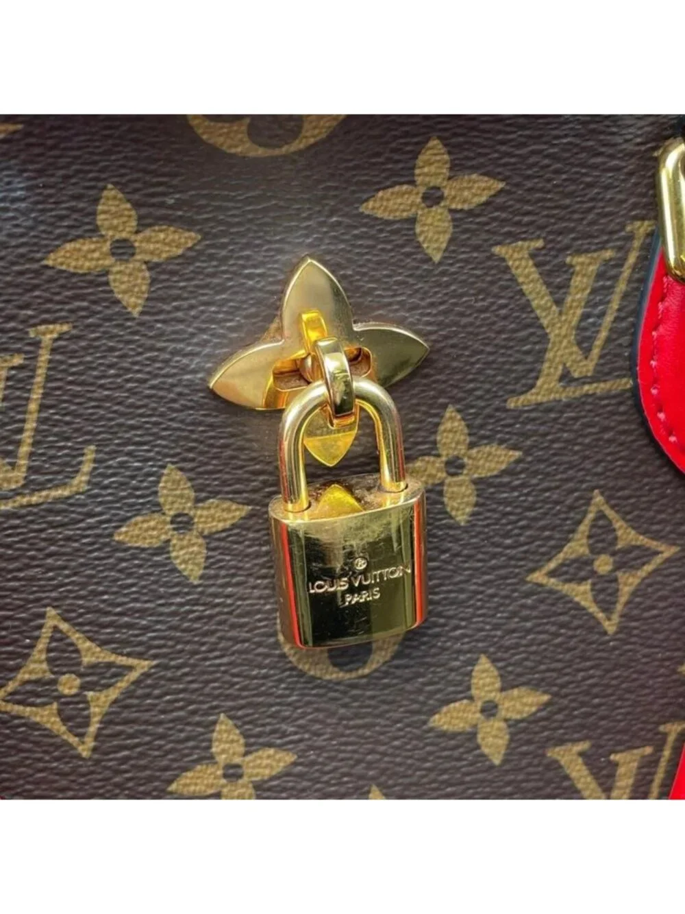 Louis Vuitton Tote Shoulder Bag Flower Monogram Coquelicot